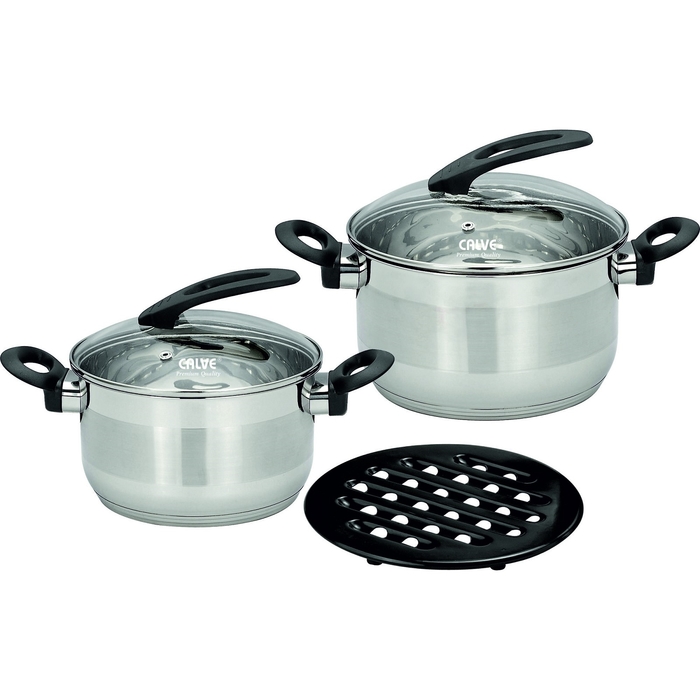 Набор посуды CALVE, 5 предметов: кастрюля с крышкой 2,7 л, кастрюля с крышкой 3,6 л, поставка 1562