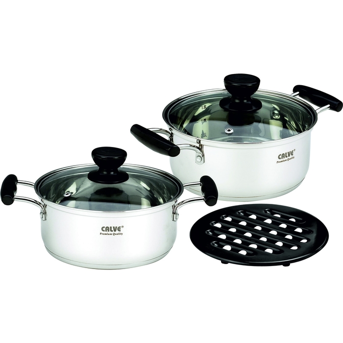 Набор посуды CALVE, 5 предметов: кастрюля с крышкой 2 л, кастрюля с крышкой 2,5 л, поставка 156223