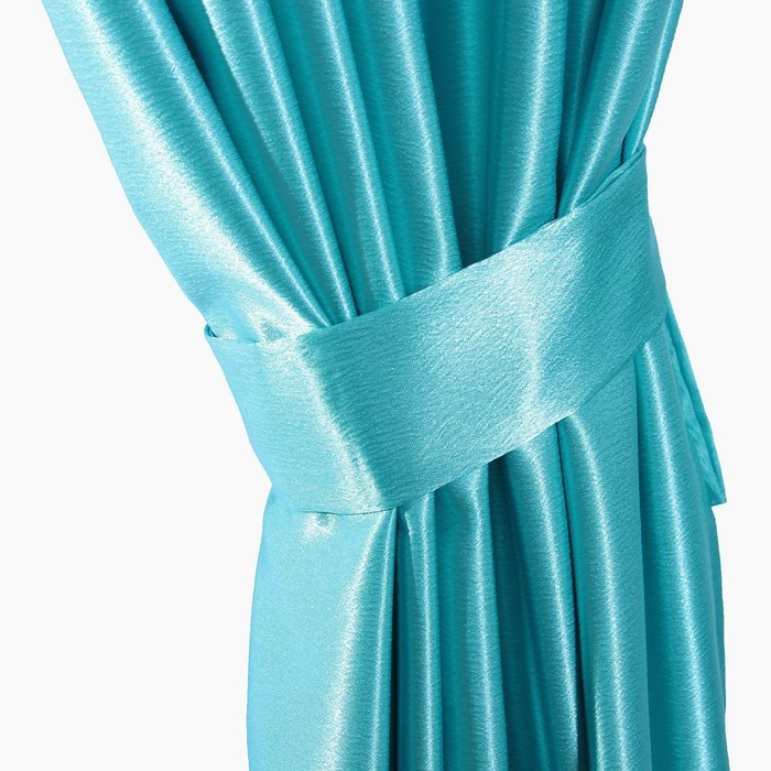 Штора портьерная "Этель" ширина 135 см, высота 250 см, цвет бирюзовый, глянцевая