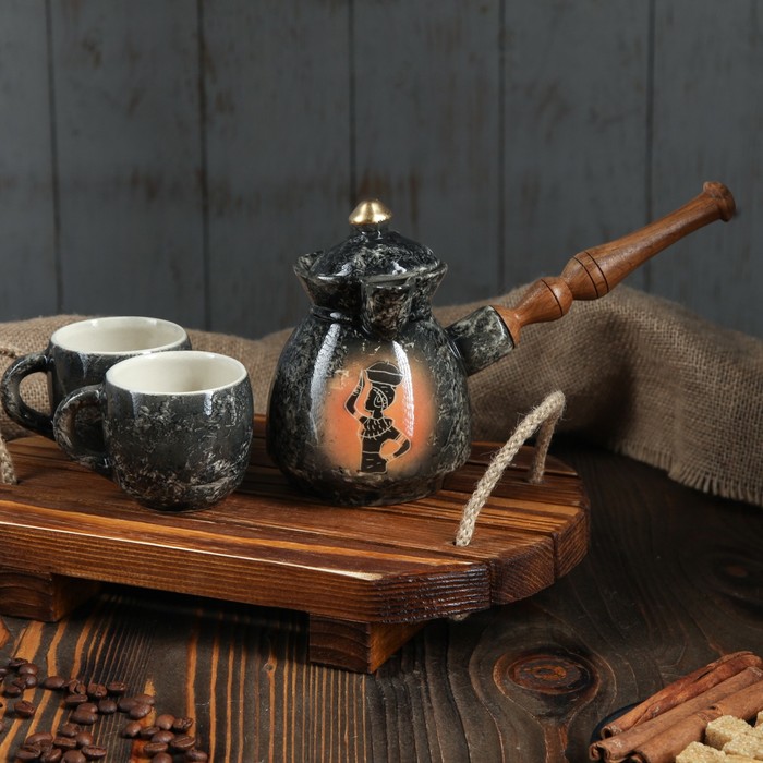 Кофейный набор "Африка" 3 предмета, 0,45 л/ 0,07 л