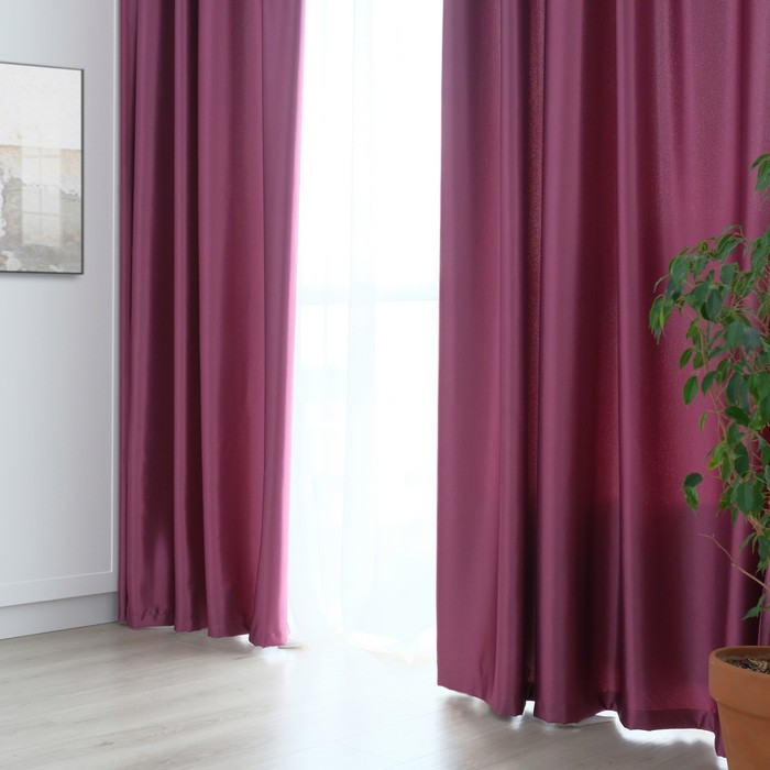 Штора портьерная Этель ширина 135 см, высота 250 см, цвет фиолетовый, глянцевая