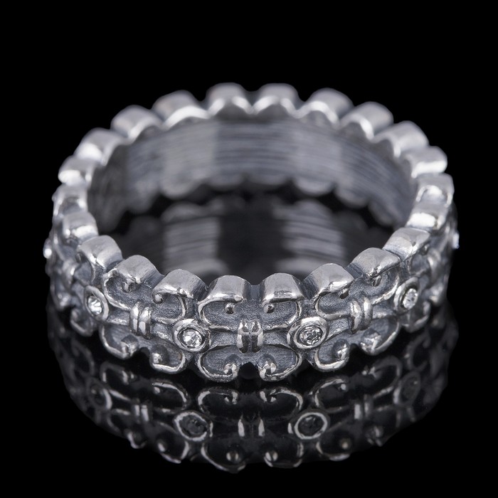 Кольцо "Вхатанга", размер 16, цвет черненое серебро