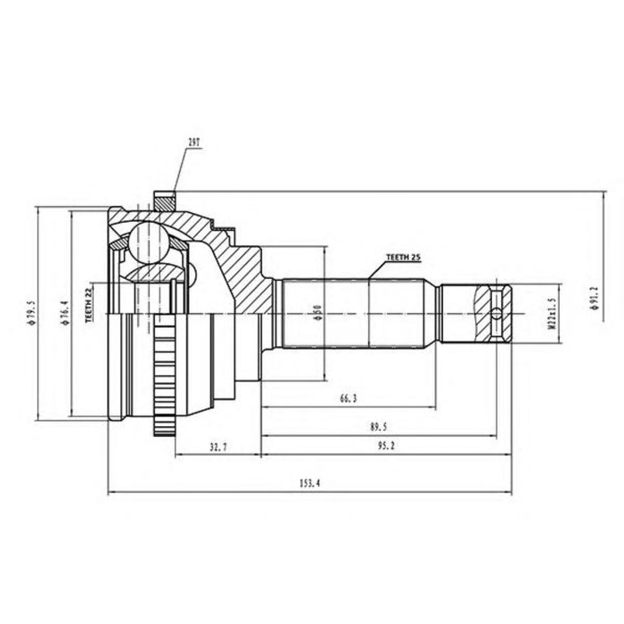 Шрус наружный AYWIPARTS AW1510178A