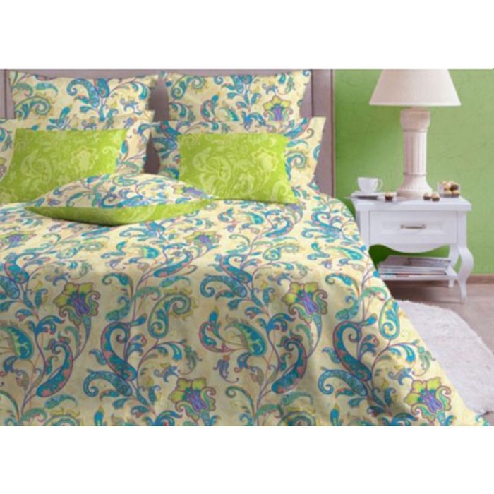 Постельное бельё «Кемер лайм/1» 1,5 сп., размер 156х220 см, 140х205 см, 70х70 см-2 шт., бязь 142 г/м²