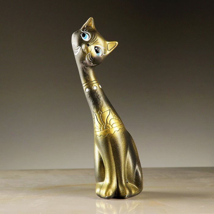 Сувенир "Кошка девочка" чёрная с золотом