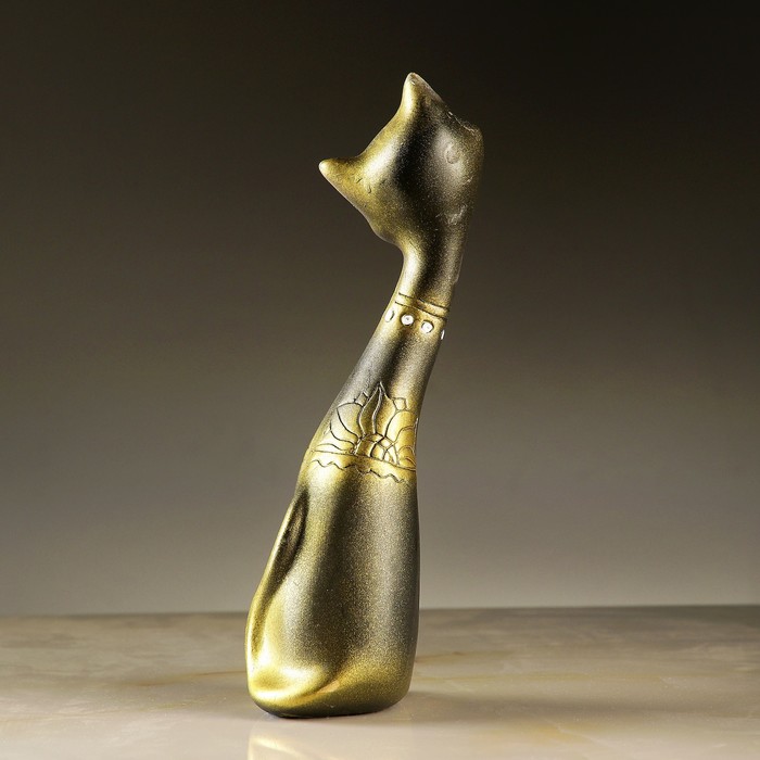 Сувенир "Кошка девочка" чёрная с золотом