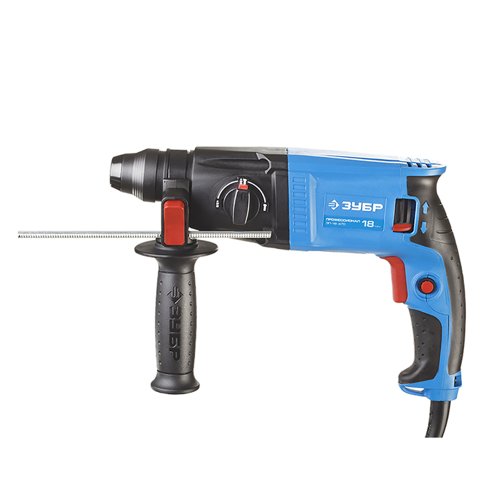 Перфоратор "ЗУБР" ЗП-18-470, SDS-plus, реверс, 1,4Дж, 0-1750об/мин, 0-7400уд/мин, 470Вт