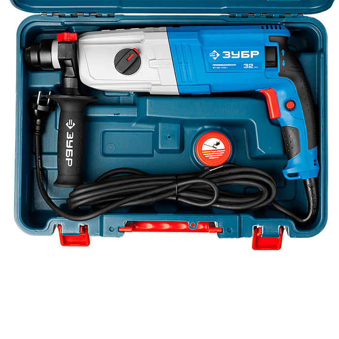 Перфоратор "ЗУБР" ЗП-32-1100 К, SDS-plus, 3,4Дж, 0-960об/мин, 0-5300уд/мин, 1100Вт, кейс