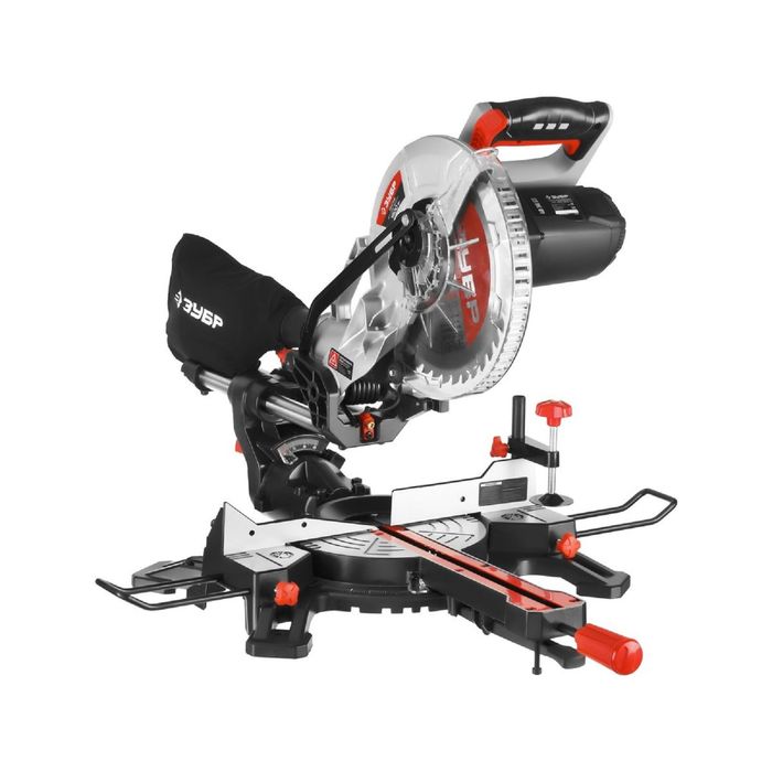 Пила "ЗУБР" ЗПТ-255-1800 ПЛ, торцовочная, 255 мм, 1800 Вт, 5000 об/мин, с протяжкой, лазер