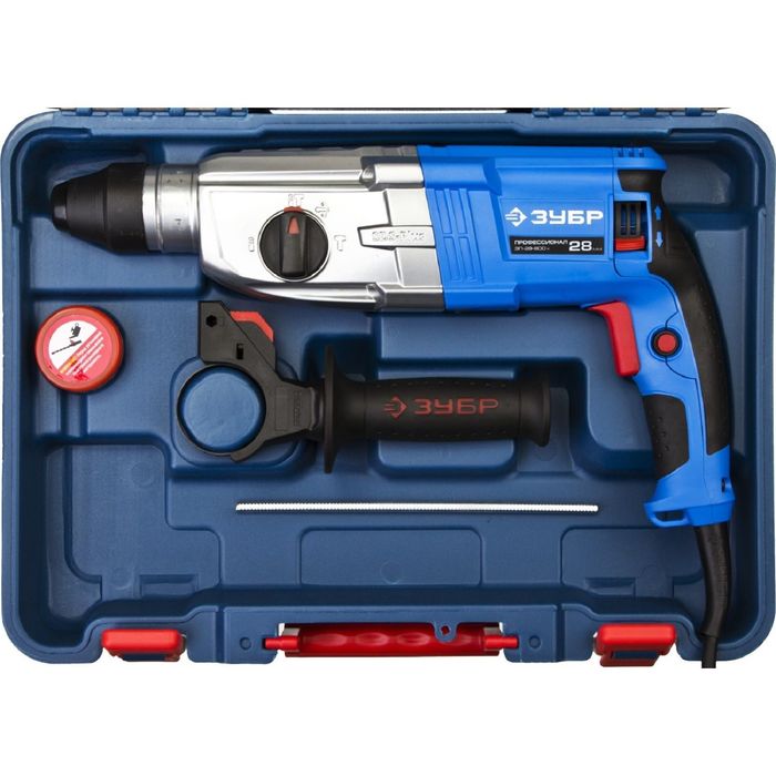 Перфоратор "ЗУБР" ЗП-28-800 К, SDS-plus, 3,2 Дж, 0-1200 об/мин, 0-4800уд/мин, 800 Вт, кейс
