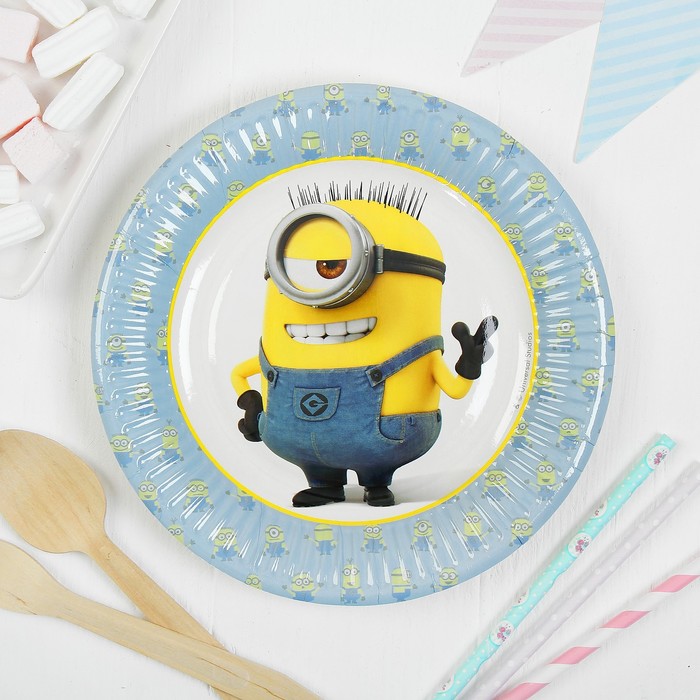 Тарелки бумажные "Милые Миньоны" 20 см (набор 8 шт) / Lovely Minions