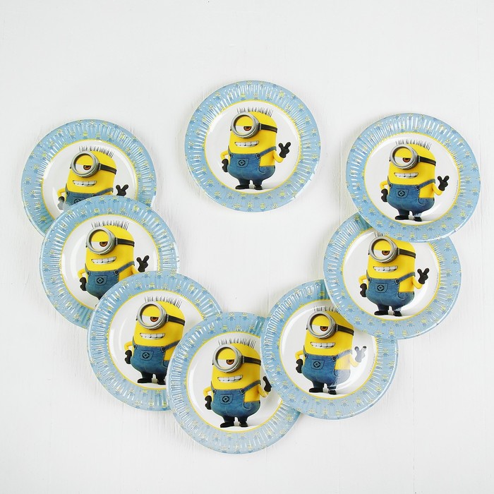 Тарелки бумажные "Милые Миньоны" 20 см (набор 8 шт) / Lovely Minions