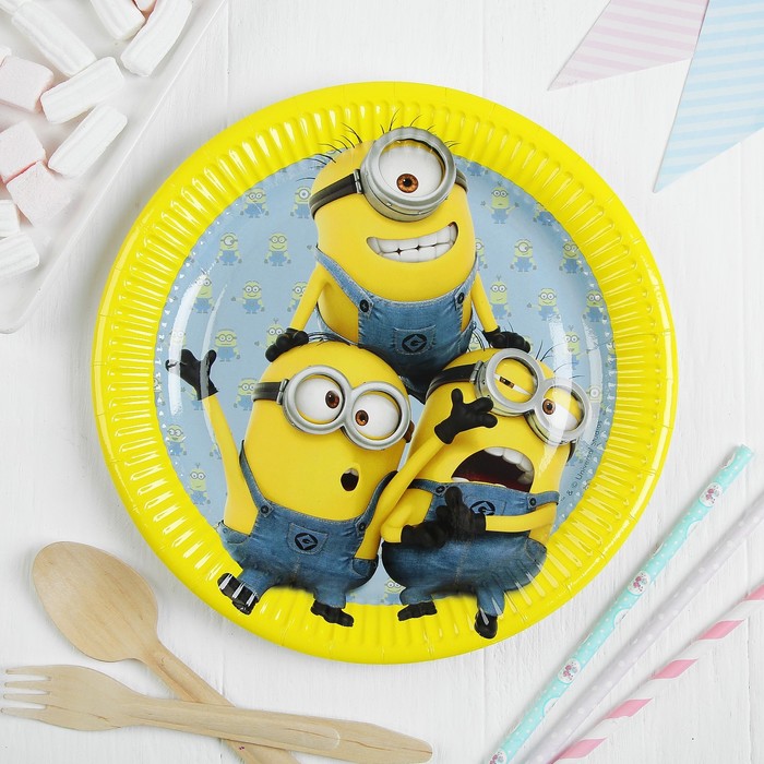 Тарелки бумажные "Милые Миньоны" 23 см (набор 8 шт) / Lovely Minions