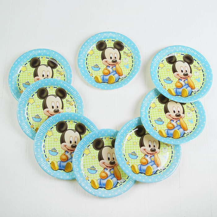 Тарелки бумажные "Малыш Микки" 23 см (набор 8 шт) / Baby Mickey