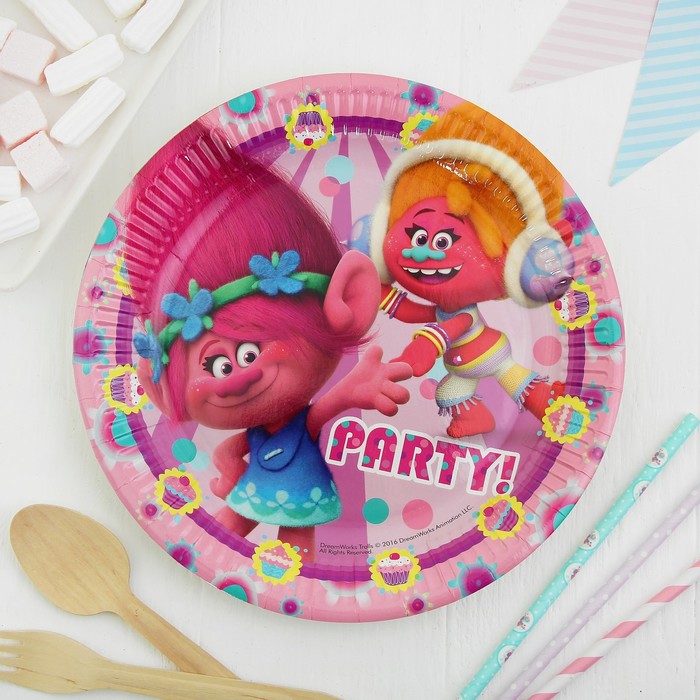 Тарелки бумажные "Тролли" 23 см (набор 8 шт) / Trolls