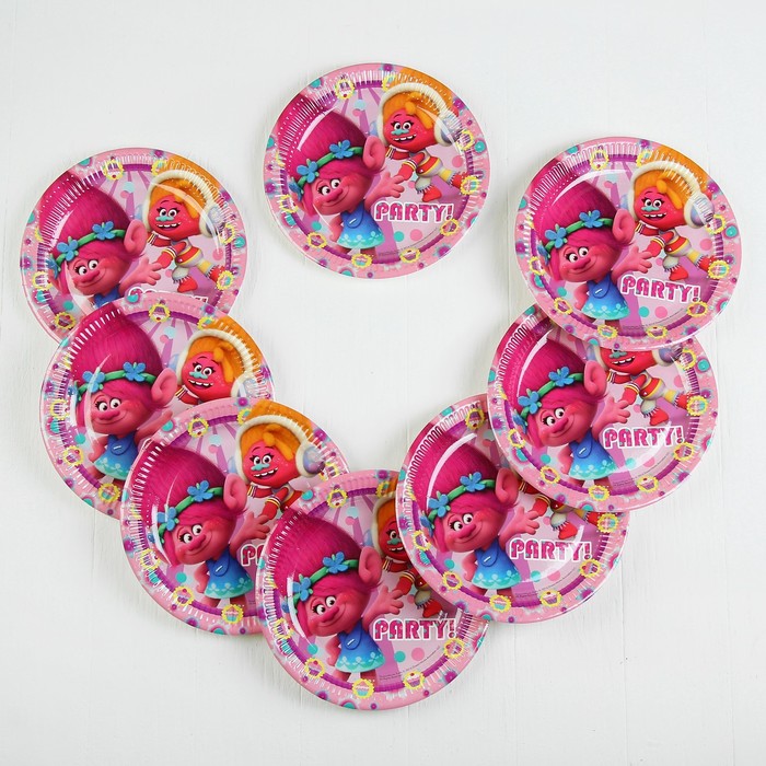 Тарелки бумажные "Тролли" 23 см (набор 8 шт) / Trolls