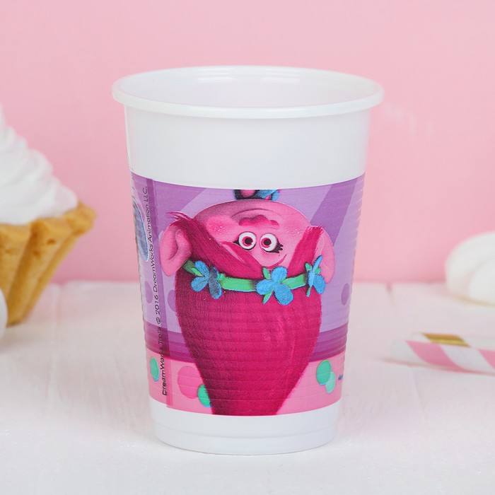 Стаканы пластиковые 200 мл "Тролли" (набор 8 шт) / Trolls