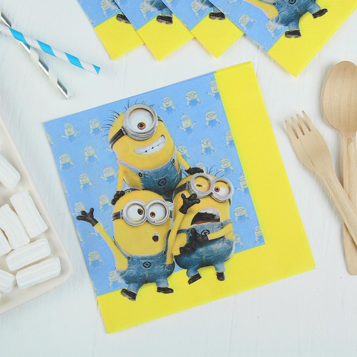 Салфетки бумажные "Милые миньоны", 33 х 33 см, набор 20 шт.