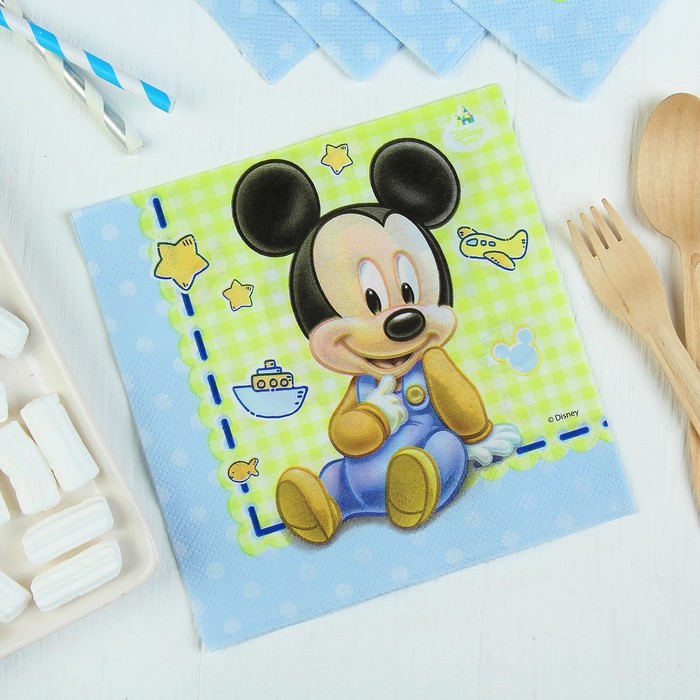 Салфетки бумажные "Малыш Микки", 33 х 33 см, набор 20 шт.