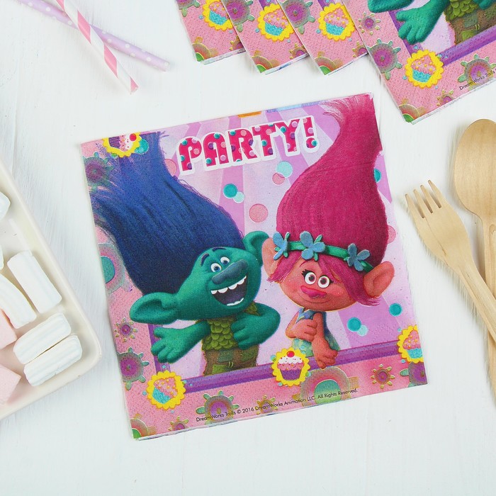 Салфетки бумажные "Тролли", 33 х 33 см, набор 20 шт.