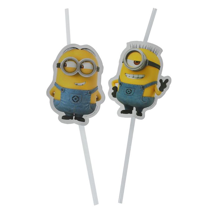 Трубочки для коктейля "Милые миньоны", набор 6 шт.