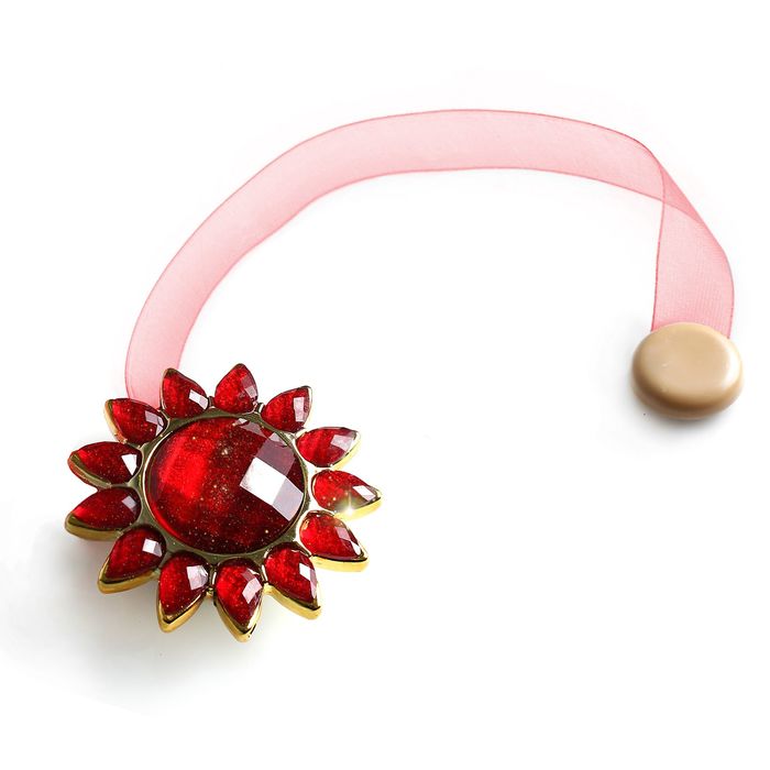 Подхват для штор на ленте "Солнышко", d=5см, цвет красный