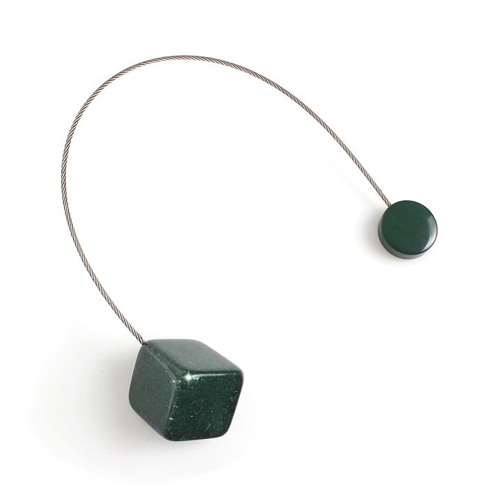 Подхват для штор на тросике "Куб", цвет зелёный