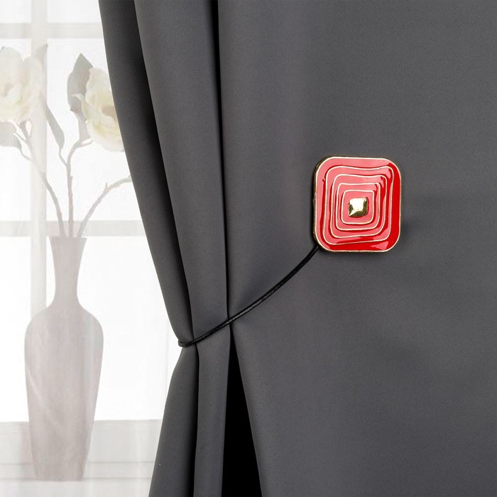 Подхват для штор на шнуре, ромб "Спираль" , 6х6см, цвет золотисто-красный