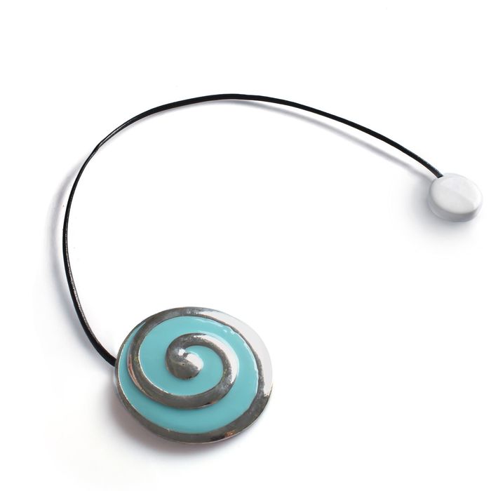 Подхват для штор на шнуре, овал "Спираль" 6х5,5см, цвет серебристо-голубой