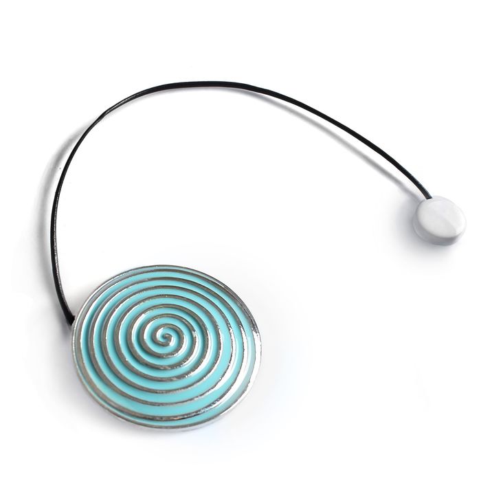 Подхват для штор на шнуре, круг "Спираль" d=6см, цвет серебристо-голубой