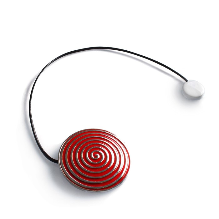 Подхват для штор на шнуре, круг "Спираль", d=6см, цвет серебристо-красный