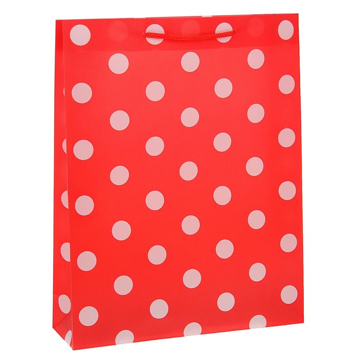 Пакет пластиковый "Горох" 23 х 27 х 8 см, красный