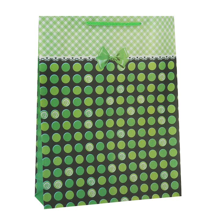 Пакет пластиковый "Кружочки" 23 х 27 х 8 см, зеленый