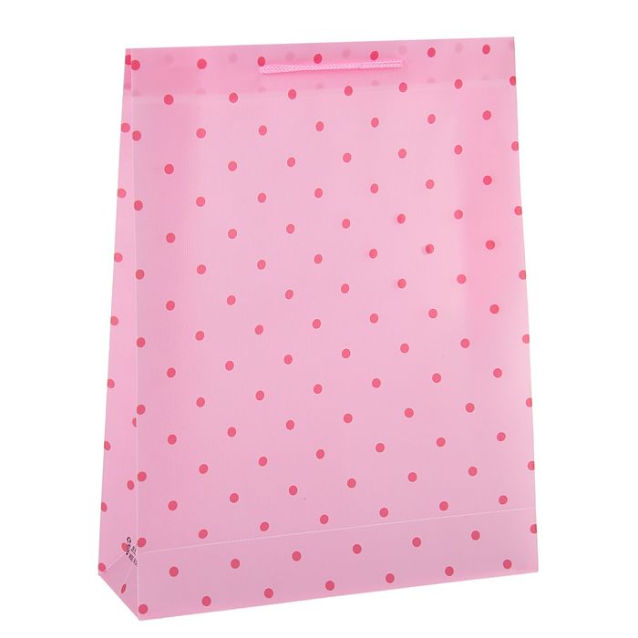 Пакет пластиковый "Горошек" 23 х 27 х 8 см, розовый
