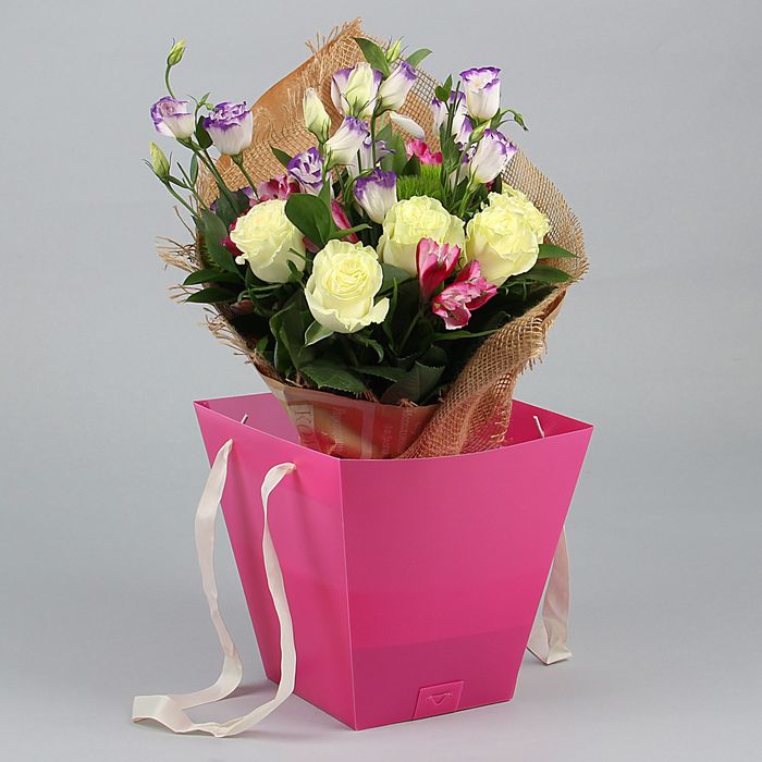 Переноска для цветов 19 х 22 х 19 см, розовый
