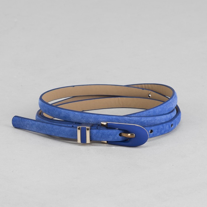 Ремень женский, пряжка, хомут - металл, ширина - 1см, синий