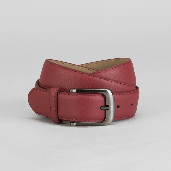 Ремень женский, винт, пряжка - тёмный металл, ширина - 3,5см, красный