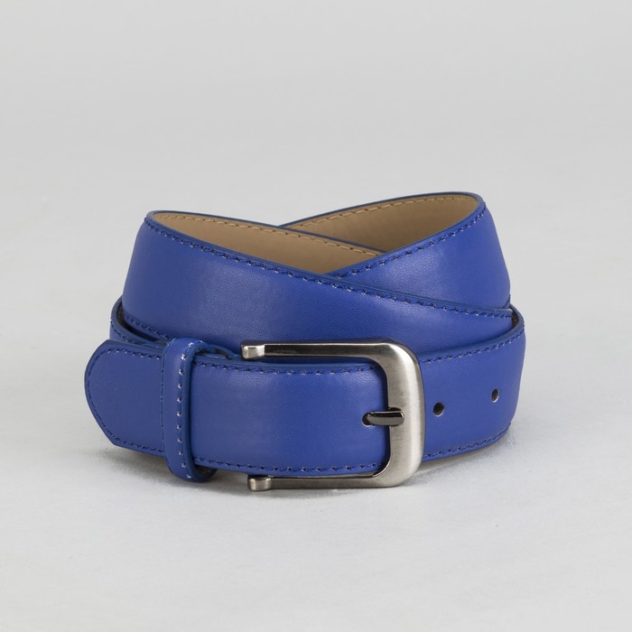 Ремень женский, винт, пряжка - тёмный металл, ширина - 3,5см, синий