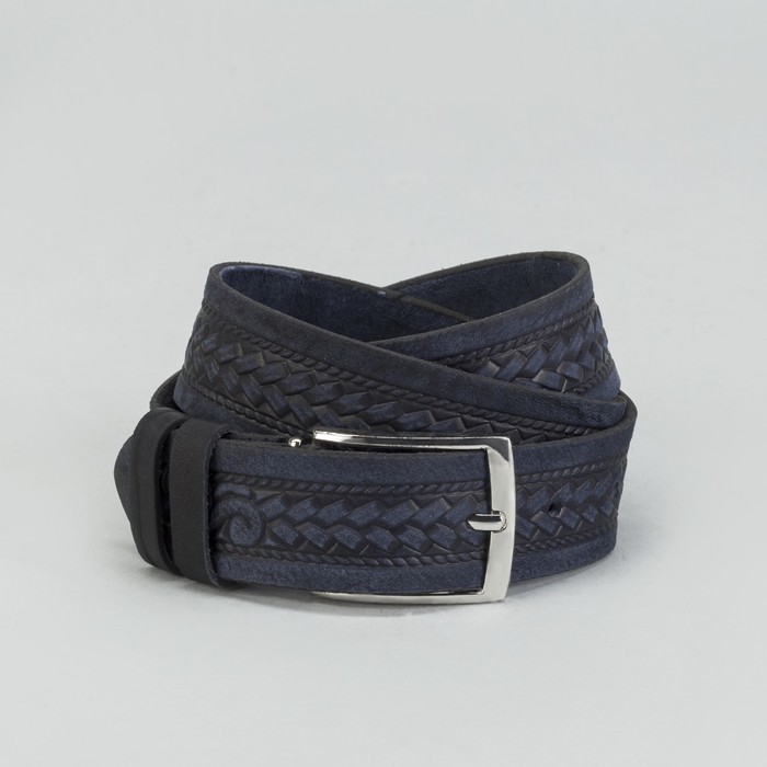 Ремень мужской, винт, пряжка - металл, ширина - 3,5см, синий