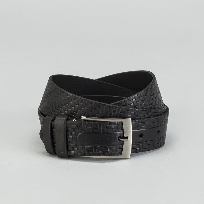 Ремень мужской, винт, пряжка - металл, ширина - 3,5см, чёрный