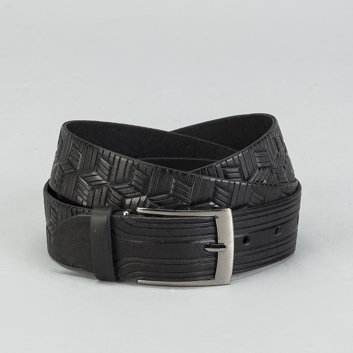 Ремень мужской, винт, пряжка - металл, ширина - 3,5см, чёрный