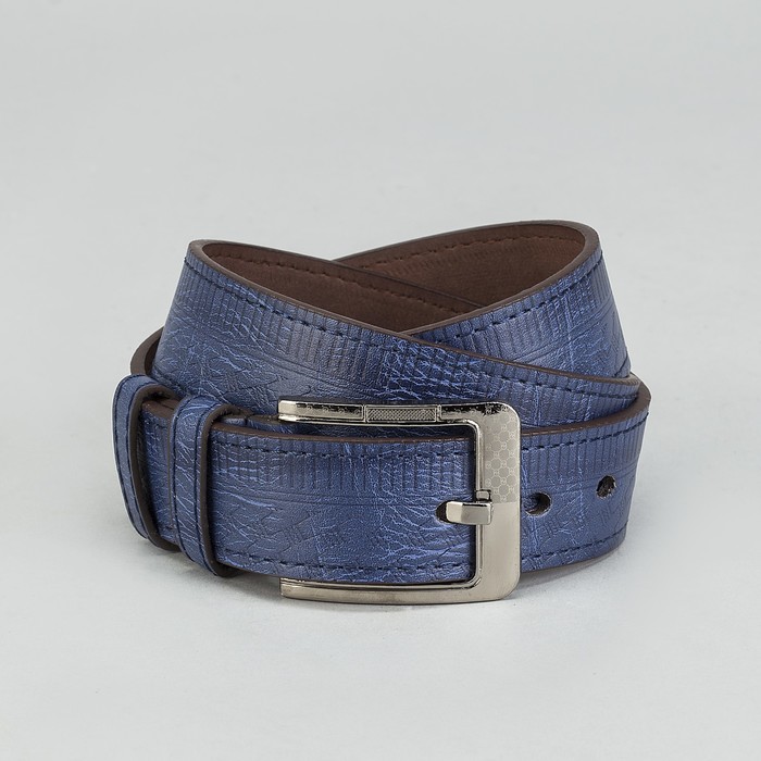 Ремень мужской, винт, пряжка - металл, ширина - 4см, синий