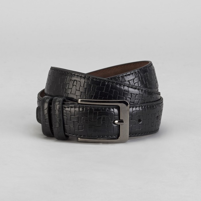 Ремень мужской, винт, пряжка - металл, ширина - 3,5см, чёрный