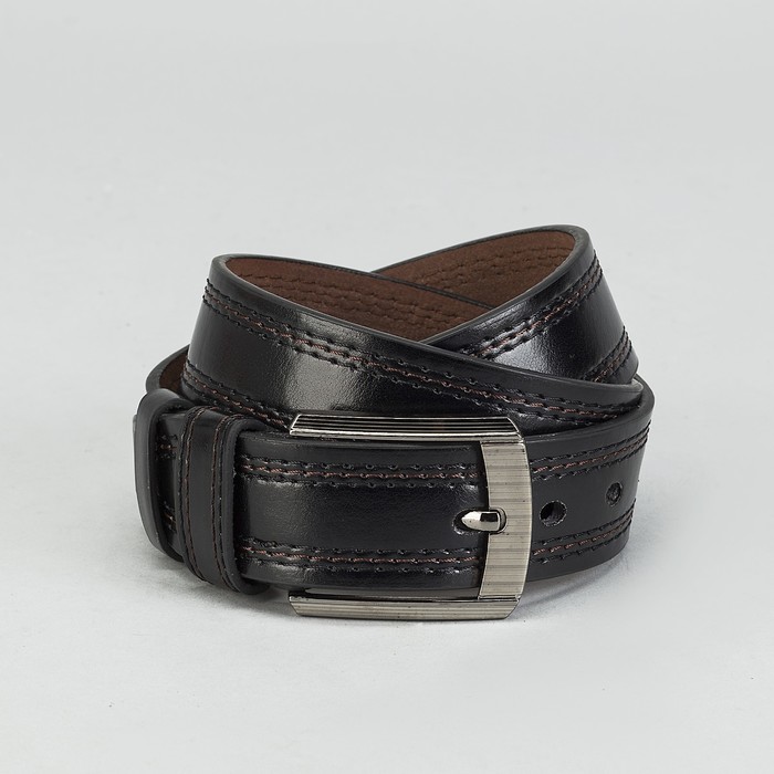 Ремень мужской, винт, пряжка - тёмный металл, ширина - 4см, чёрный
