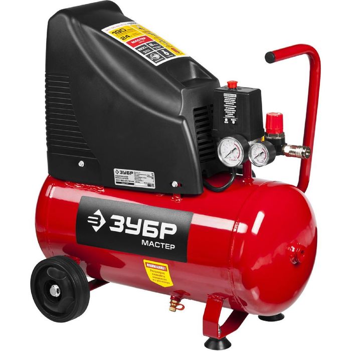 Компрессор "ЗУБР" ЗКП-190-24-1.5-Н4, воздушный, поршн., безмасляный, 24л, 8Атм, 1500Вт, 220В