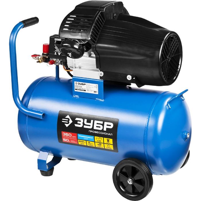 Компрессор "ЗУБР" ЗКПМ-360-50-2.2, воздушный, поршневой, масл., 50л, 8Атм, 2200Вт, 220В
