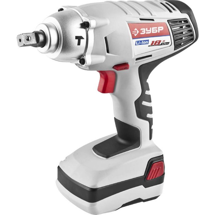 Гайковерт аккумуляторный "ЗУБР" ЗГУА-18-Ли К, Li-Ion АКБ, БЗУ, 1,7А/ч, квадрат 1/2", 18В