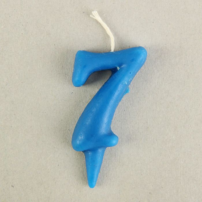 Свеча для торта цифра "Фруктовая" синяя "7" с ароматом фруктового фреша
