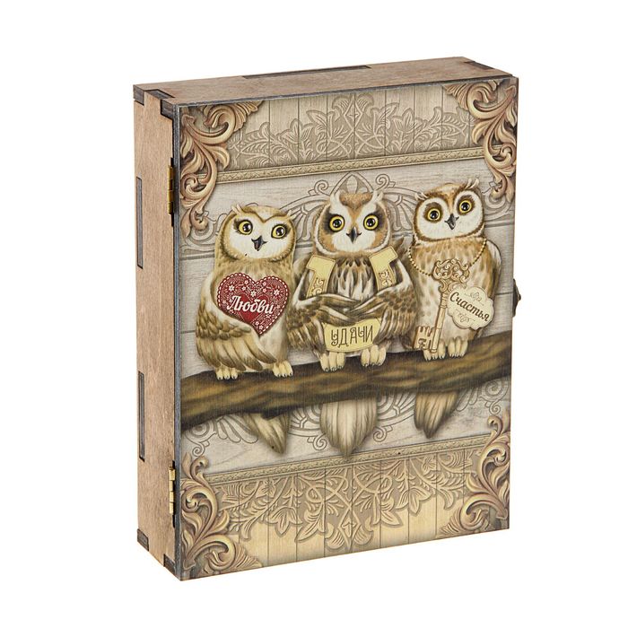 Ключница деревянная "Счастья, любви и удачи"