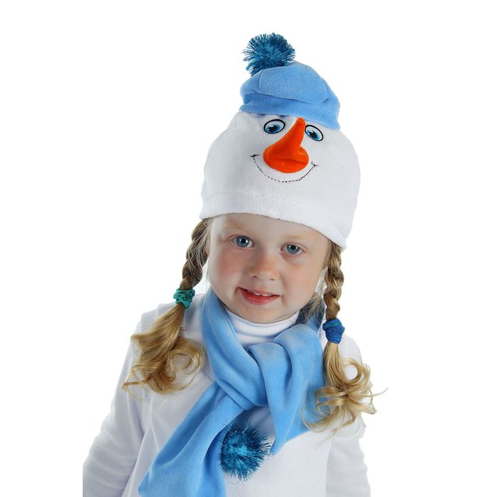 Детский карнавальный костюм "Снеговик с заплаткой", велюр, рост 98 см, цвет белый
